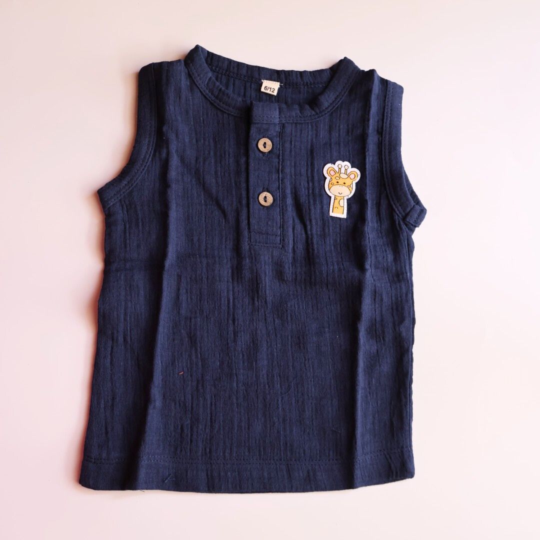 100% Organic Muslin T-Shirt & Shorts | Navy Blue