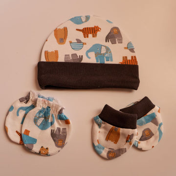 100% Cotton Caps, Booties & Mittens Set | Jungle Book