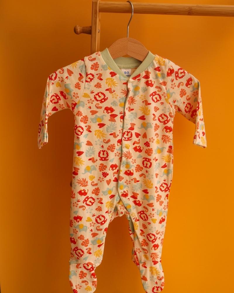 100% Cotton Baby Sleepsuit - Jungle Pals