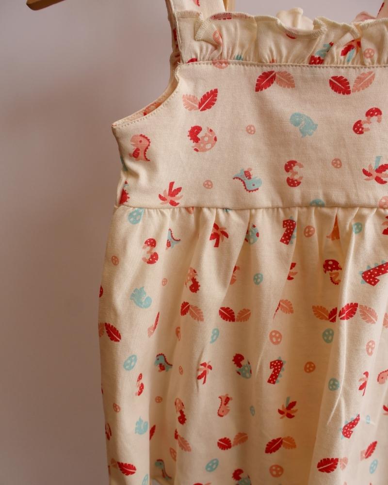 100% Cotton Baby Frock | Dino Tales | Light Yellow