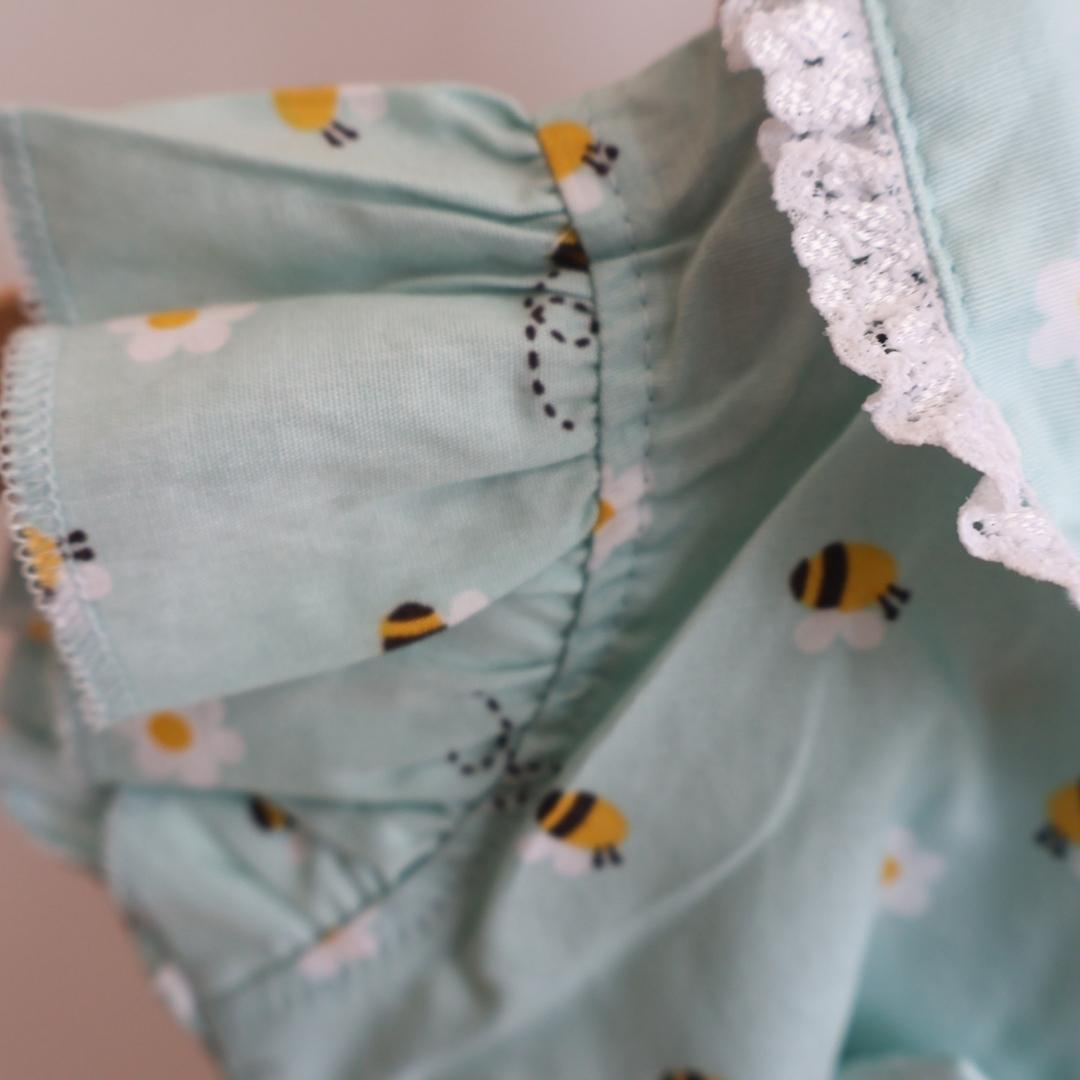 100% Cotton Baby Frock | Little Bee Adventure | Sage Green