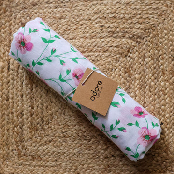 Organic Muslin Cotton Swaddles - Soft & Breathable - Floral Dream