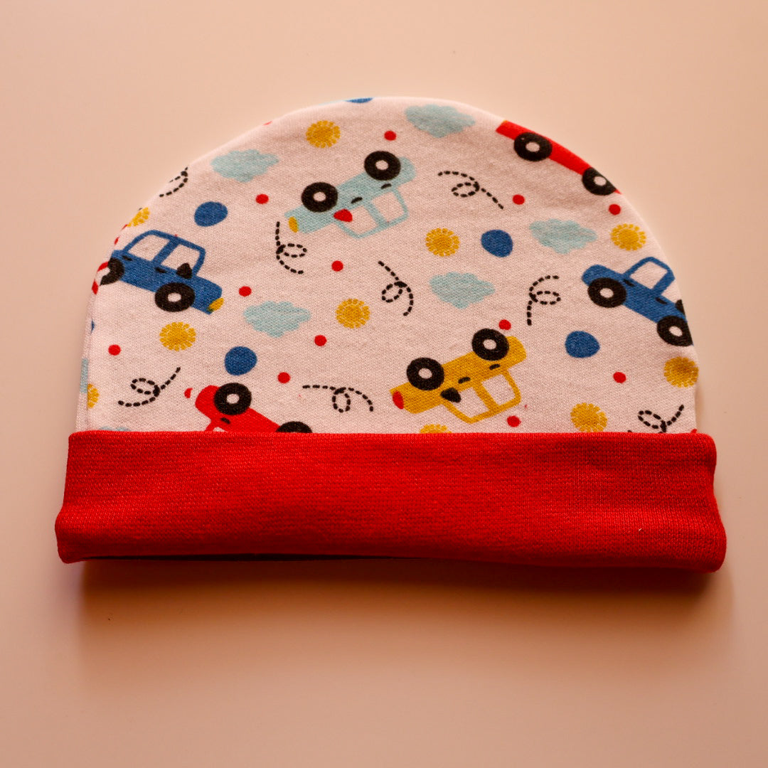 100% Cotton Caps, Booties & Mittens Set | Cars