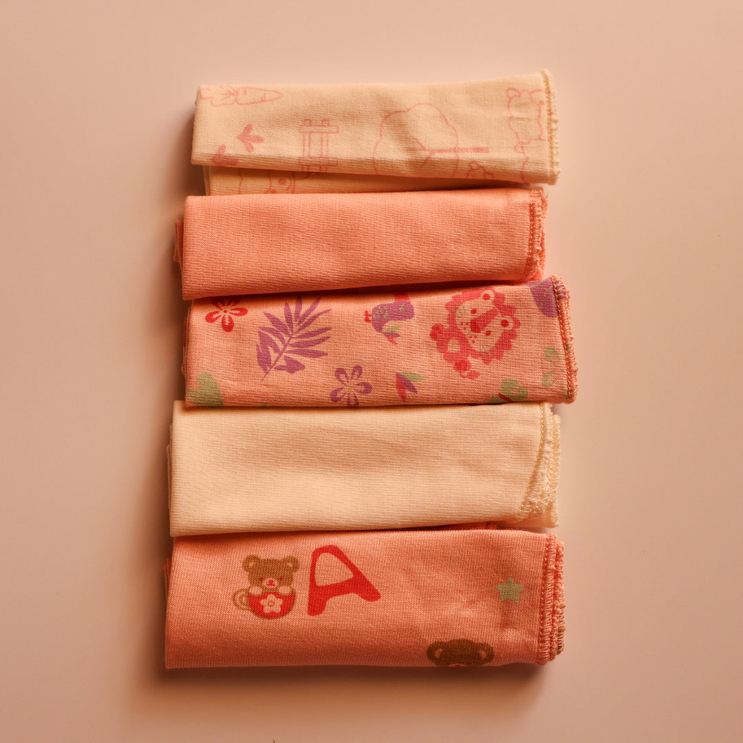 100% Cotton Baby Washcloths – Pack of 5 - Peach