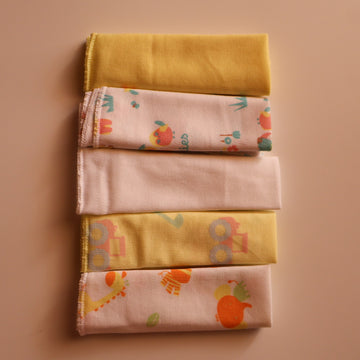 100% Cotton Baby Washcloths – Pack of 5 - Yellow