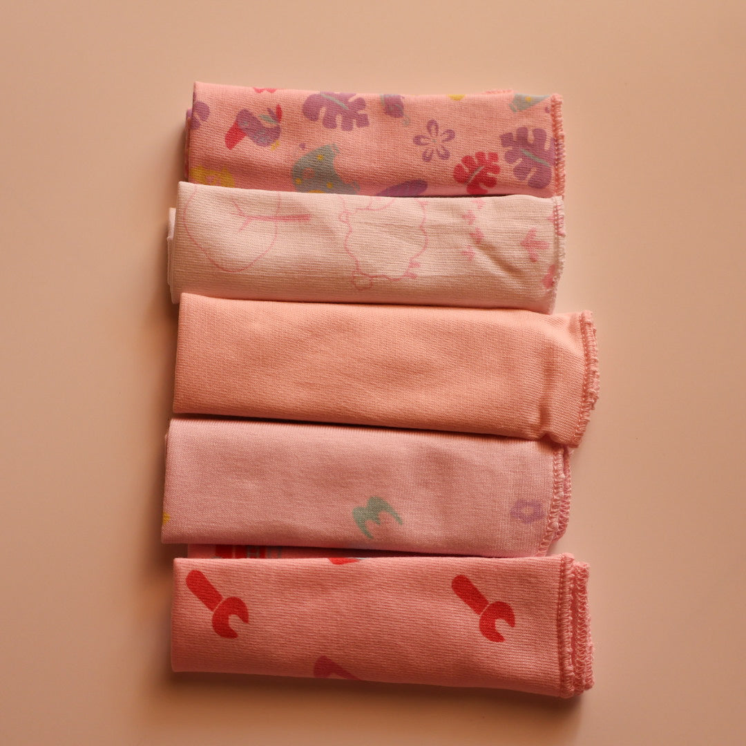 100% Cotton Baby Washcloths – Pack of 5 - Pink