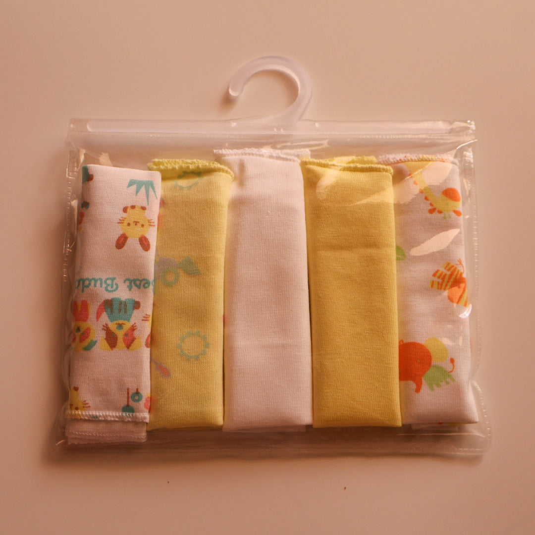 100% Cotton Baby Washcloths – Pack of 5 - Yellow