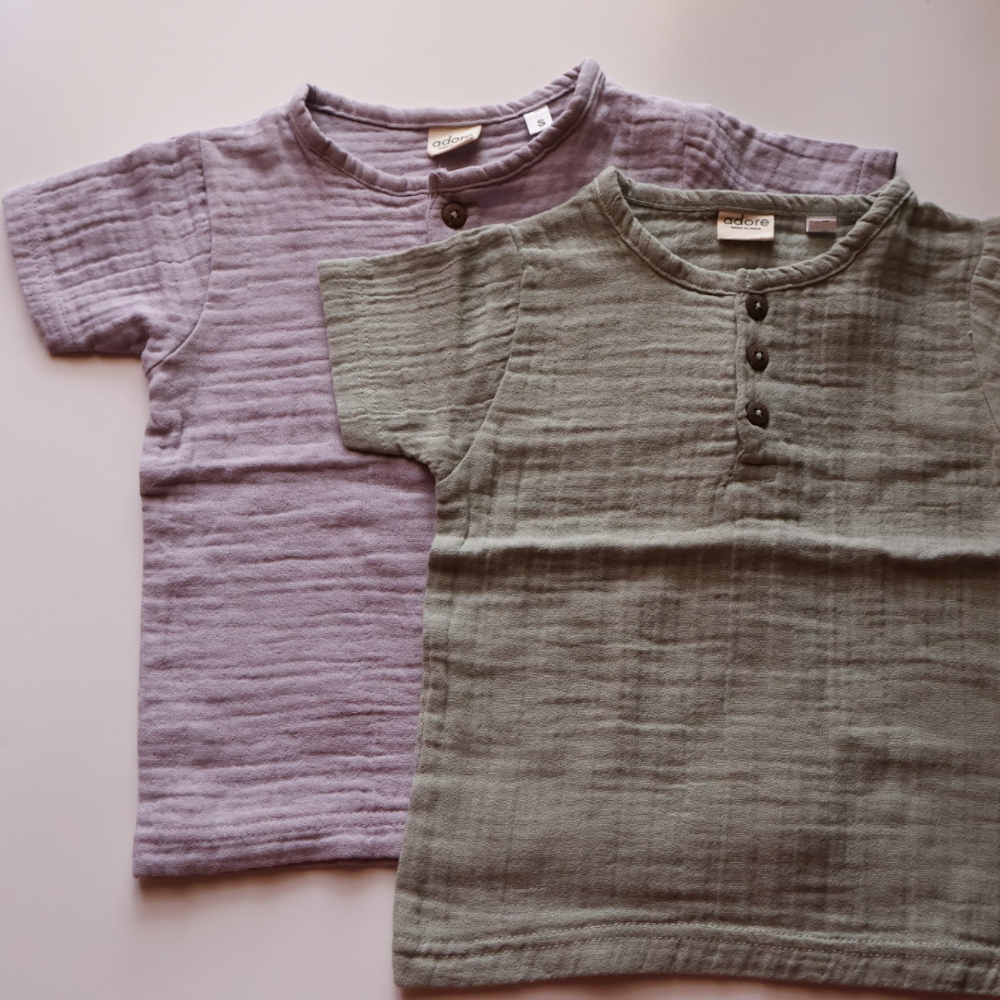 100% Muslin T-shirts for Kids | Green & Lilac